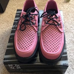 T.U.K pink leather creepers in a size 9